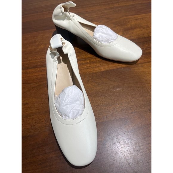 Everlane The Italian Leather Day Heel in Bone Stacked Womens Pumps Shoes - Picture 6 of 15